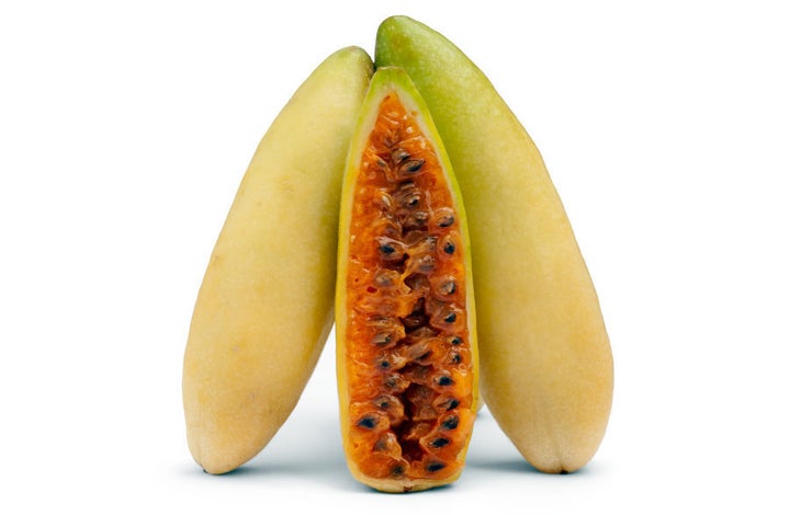 Banana on the outside, passion fruit on the inside.