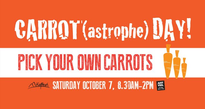 The invitation to pick carrots on Carrot (astrophe) Day which sold out in 48 hours.