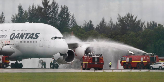 Qantas flight QF32 after landing.