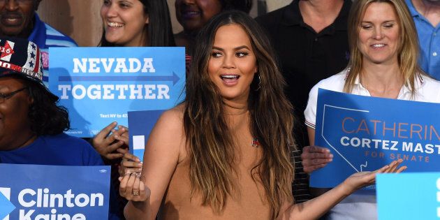 Chrissy Teigen campaigns for Clinton in October.