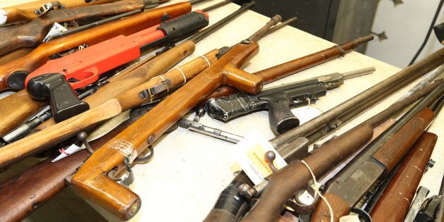 Weapons that were handed in are seen at the Victoria Police Forensic Services Centre on August 11, 2017 in Melbourne, Australia.
