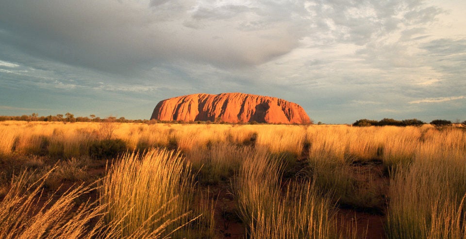 Uluru at sunset.