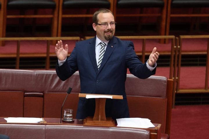 Muir making his maiden speech in March 2015