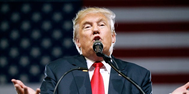 PHOENIX, AZ - JUNE 18: Republican presidential candidate Donald Trump speaks to a crowd of supporters during a campaign rally on June 18, 2016 in Phoenix, Arizona. Trump returned to Arizona for the fourth time since starting his presidential campaign a year ago. (Photo by Ralph Freso/Getty Images)