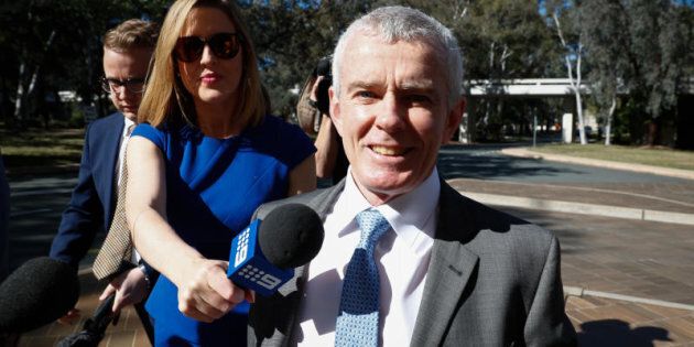 One Nation Senator Malcolm Roberts arrives at the High Court.