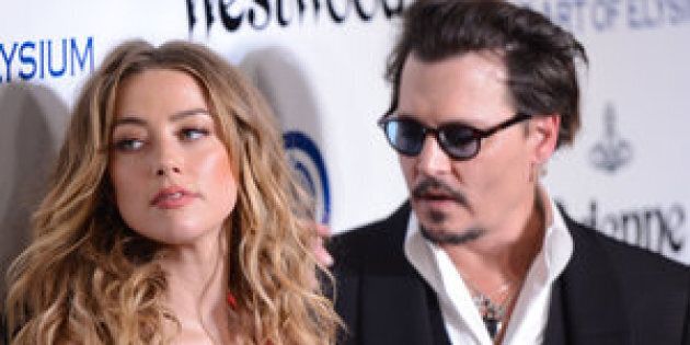 Amber Heard and Johnny Depp on January 9, 2016, in Culver City, California.