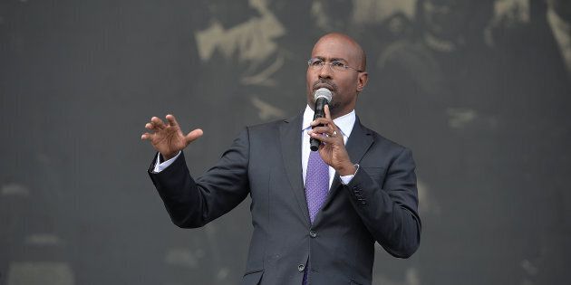 FAIRBURN, GA - OCTOBER 01: Political activist/commentator Van Jones speaks onstage at 2016 Many Rivers to Cross Festival at Bouckaert Farm on October 1, 2016 in Fairburn, Georgia. (Photo by Paras Griffin/Getty Images)