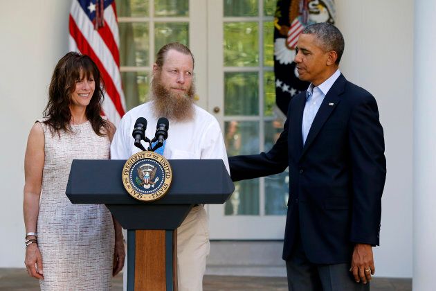 Then U.S. President Barack Obama with Bergdahl's parents Jami and Bob, talking about the release of their son.