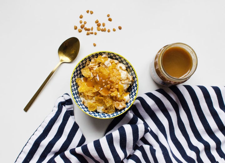 Add a pinch of salt to the ice cream if you like salted caramel.