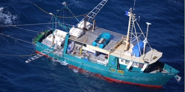 The commercial fishing boat was reported missing in waters near Middle Island off the coast of Queensland on Monday night. Only one of the seven men on board has been rescued.