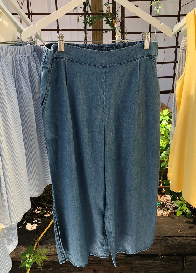 Cropped culottes are going to be in all the stores this summer and this pair is a soft chambray fabric.