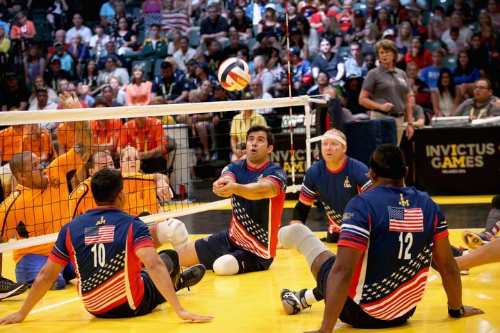 USA play the Netherlands at sitting volleyball during the Invictus Games Orlando 2016