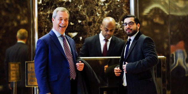 Nigel Farage arrives at Republican president-elect Donald Trump's Trump Tower in New York.