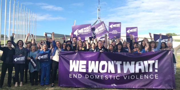 'We Won't Wait' campaigners outside parliament on Thursday