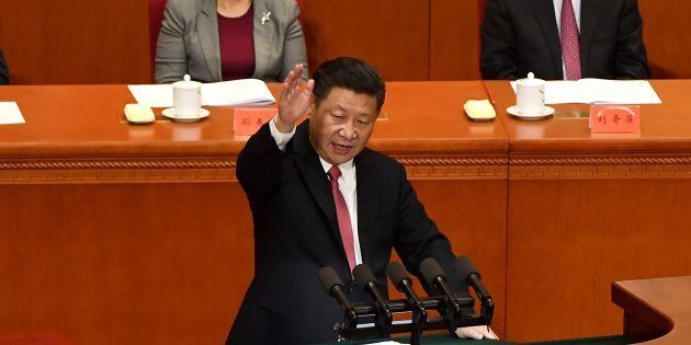 Chinese President Xi Jinping gives a speech at the Great Hall of the People marking the 150th anniversary of the birth of Sun Yat-sen in Beijing on November 11, 2016.China's ruling party is marking the 150th birthday this week of the man who ended millennia of imperial rule by trumpeting republican revolutionary Sun Yat-sen as a proto-Communist and a symbol of unification with Taiwan. / AFP / WANG ZHAO (Photo credit should read WANG ZHAO/AFP/Getty Images)