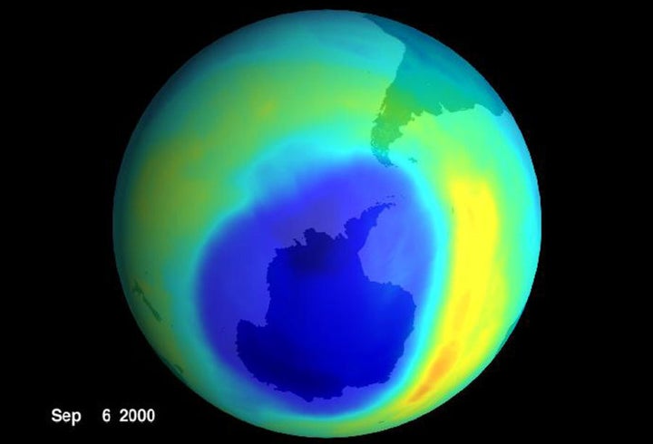 A NASA visualisation of the hole in the ozone layer in 2000. Note the absence of Australia, like, anywhere nearby.