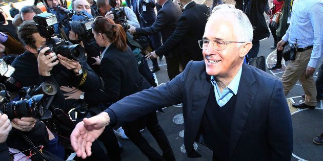 Turnbull cast his vote at Double Bay Primary School but stayed clear of a democracy sausage.