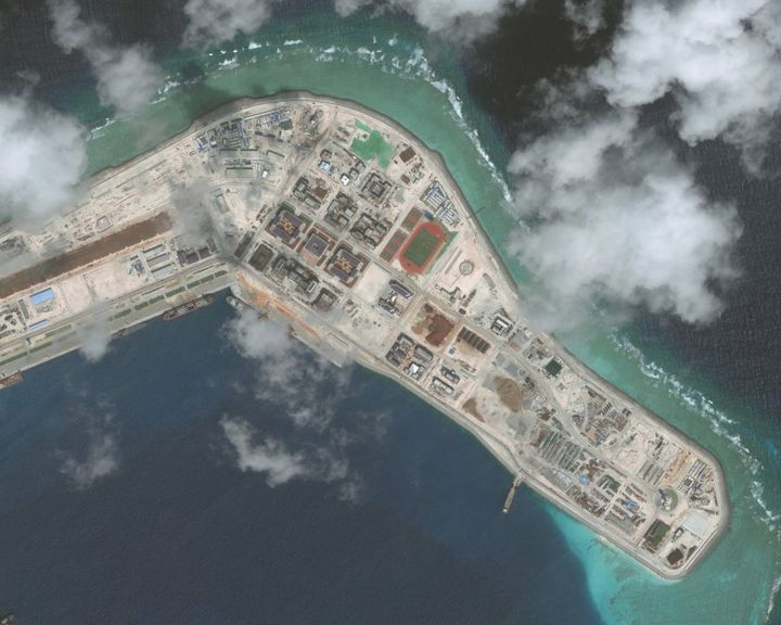 The Subi Reef in the South China Sea is now home to numerous buildings.