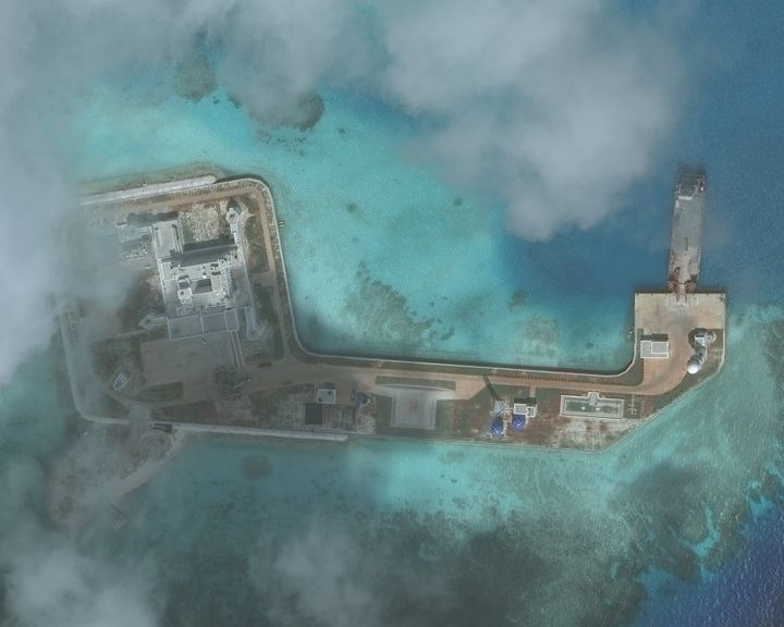 A closeup of one of the Hughes Reefs in the Union banks area within the Spratly group of islands in the South China Sea.