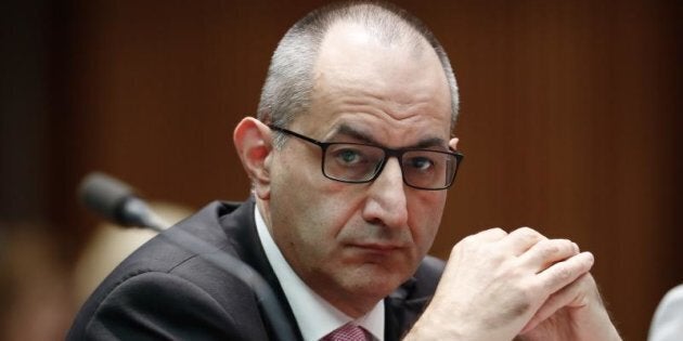 Michael Pezzullo, Secretary of the Department of Immigration and Border Protection, during a Senate estimates hearing at Parliament House.