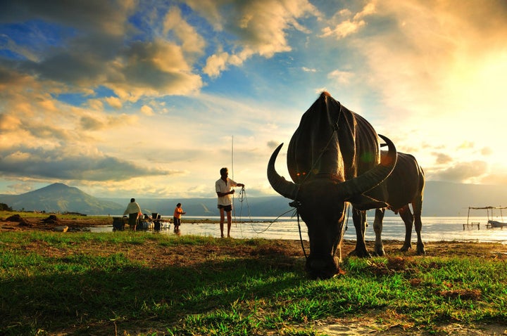 Samosir Island on Lake Toba which is the biggest volcano lake in the world.