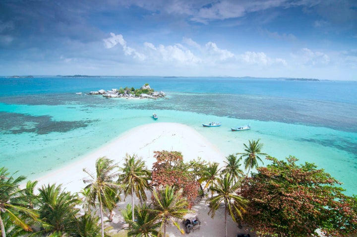 The view from the lighthouse at Lengkuas Island.