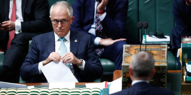 Prime Minister Malcolm Turnbull and Opposition Leader Bill Shorten eye off during Question Time.