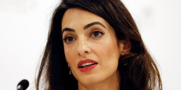 Amal Clooney, legal counsel to Mohamed Nasheed, speaks during a press conference, in London, Monday, Oct. 5, 2015. Human rights lawyer Clooney says the imprisonment of former Maldives President Mohamed Nasheed symbolizes a turn toward autocracy and extremism by a Muslim nation with the worlds highest per-capita level of recruitment to the Islamic State group. (AP Photo/Kirsty Wigglesworth)