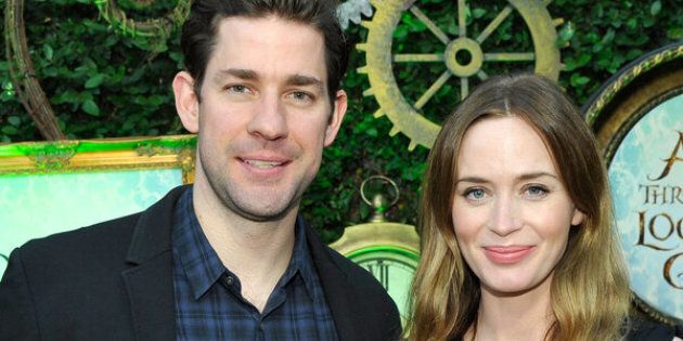 LOS ANGELES, CA - MAY 12: John Krasinski (L) and Emily Blunt attend Disney's Alice Through the Looking Glass event on May 12, 2016 at Roseark in Los Angeles California. Top designers showcased whimsical fashions, accessories and beauty collections inspired by the upcoming film. (Photo by John Sciulli/Getty Images for Disney Consumer Products & Interactive Media)