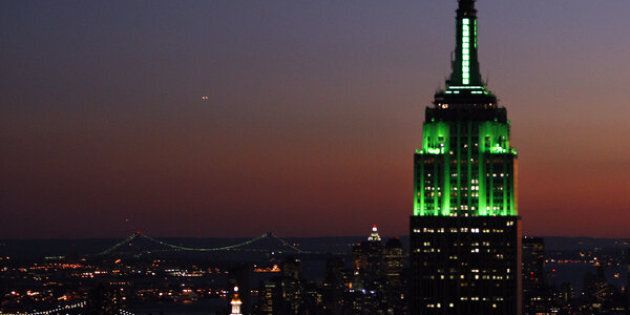 The Empire State Building will be lit up in green on Wednesday night to celebrate the end of Ramadan. Above, the building is illuminated for the holiday in October 2007.