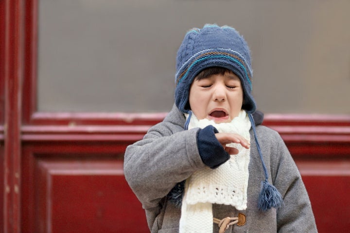 This little boy went sneeze sneeze sneeze all the way home.