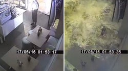 The Shocking Moment A Cafe Is Firebombed By Hooded