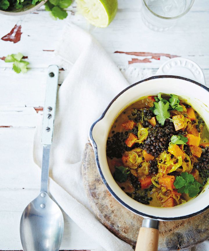 Lentils and sweet potato are full of fibre, helping you to feel full for longer.