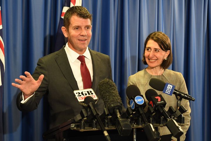 NSW Premier Mike Baird and Treasurer Gladys Berejiklian announce the lease of Ausgrid in October.