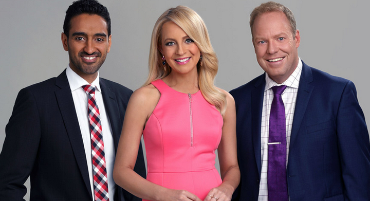 Hosts of The Project, Waleed Ally Carrie Bickmore and Peter Helliar.