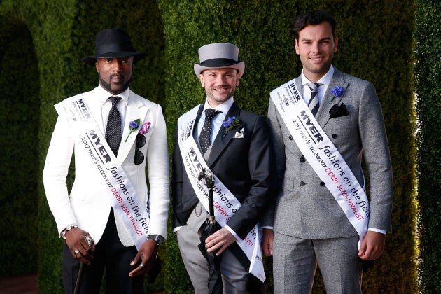 Men's Myer Fashions on the Field winners Gilles Belinga, Neil Carpenter and Alexander Jordan