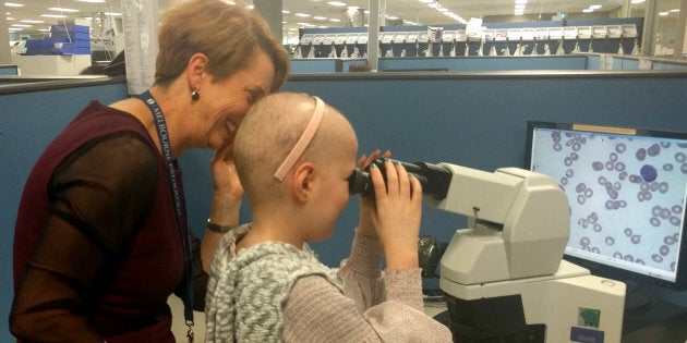 Leukaemia patient Bridgette visited Melbourne Pathology to meet the haematologist who ordered her life-saving blood transfusion.