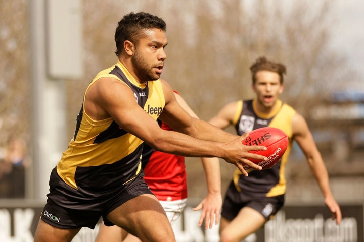 Kirby in August playing for Richmond in the VFL, one level below the AFL.