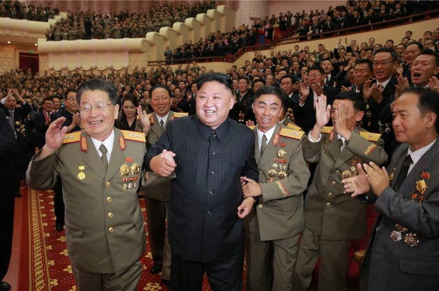 North Korean leader Kim Jong-Un at a performance dedicated to nuclear scientists and technicians, who worked on a hydrogen bomb