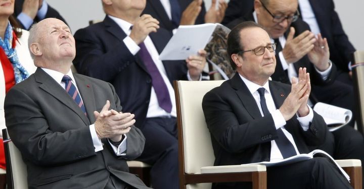 Australian Governor-General Peter Cosgrove and French President Francois Hollande at the Bastille Day march hours before an attack took place in Nice.