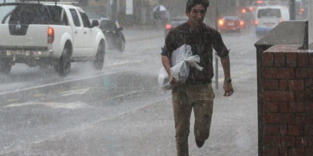 The Brisbane CBD copped a soaking when a storm hit south-east Queensland on Wednesday.