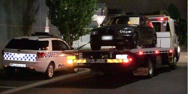 Police found the black BMW believed to be involved in the hit-and-run in an alleyway behind shops on Tuesday night.