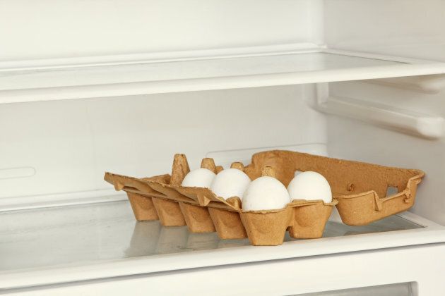Eggs should be in the main part of the fridge, albeit, with the carton closed over top of them.