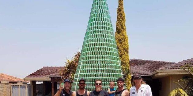 A WA man and his mates have built an Christmas tree out of beer cans.
