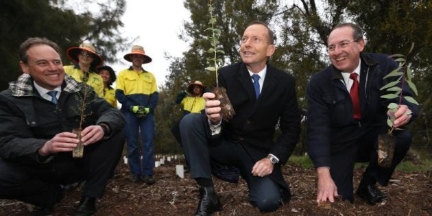 Then Prime Minister Tony Abbott visited a Green Army project in Queanbeyan in August, 2015