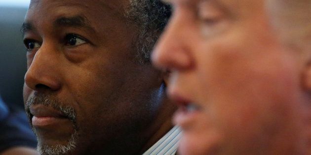 Ben Carson speaks during an interview with The Associated Press at the Republican National Convention, Monday, July 18, 2016, in Cleveland, Ohio. (AP Photo/Evan Vucci)