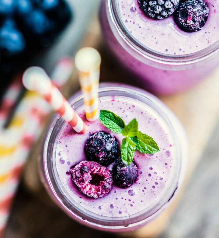 Try berry and banana smoothie with a sprig of mint.