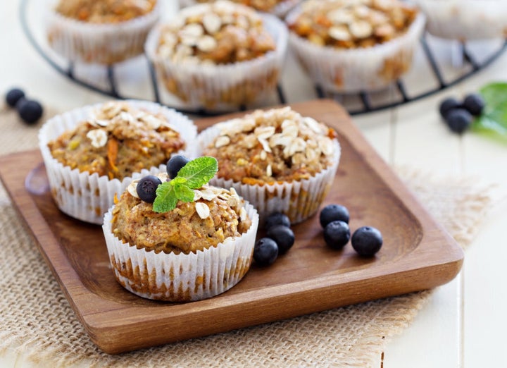 Try banana-sweetened carrot muffins made with wholemeal flour and oats.