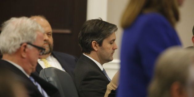CHARLESTON, SC - DECEMBER 02: North Charleston police officer Michael Slager, center, sits in the courtroom during his murder trial at the Charleston County court in Charleston, S.C., Friday, Dec. 2, 2016, in Charleston, S.C. Circuit Judge Clifton Newman told the jurors Friday afternoon that they should try again to reach a verdict in the trial of former South Carolina patrolman Michael Slager. Slager is accused of shooting and killing Walter Scott, an unarmed black man during a traffic stop in April 2015. (Photo by Grace Beahm - Pool/Getty Images)