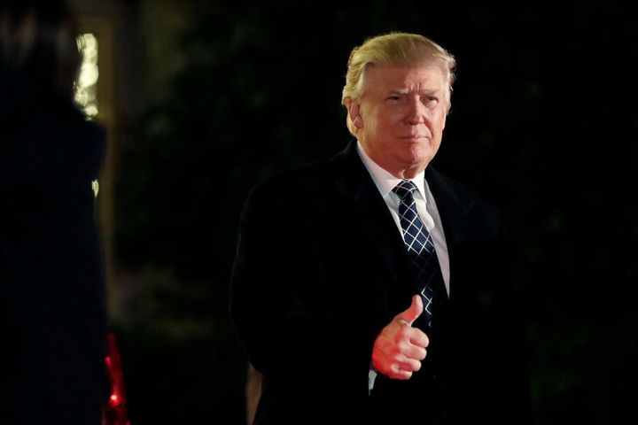 The offending thumb -- U.S. President-elect Donald Trump, seen here giving a thumbs up to the media, has been known to tap out strongly worded tweets